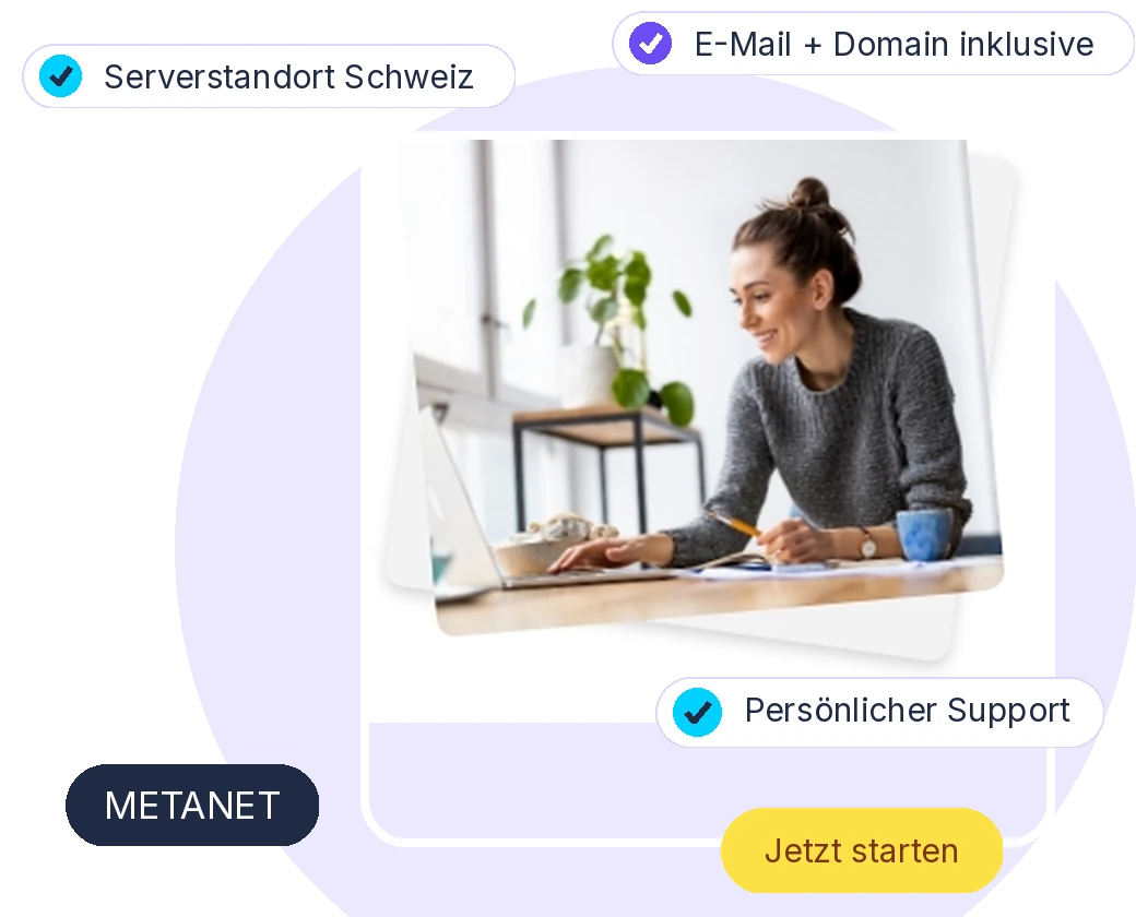 Metanet Webhosting Schweiz mit E-Mail und Domain inklusive - Serverstandort Schweiz und persoenlicher Support
